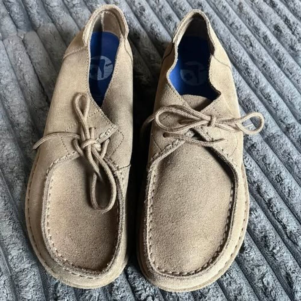 Birkenstock Pasadena Taupe Suede Moc Toe Lace Up Shoes EU 38 Women 7 7.5
